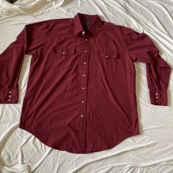 Salmon River Traders Mens 2XLT Tall Maroon Long Sleeve Western Shirt - Picture 1 of 6